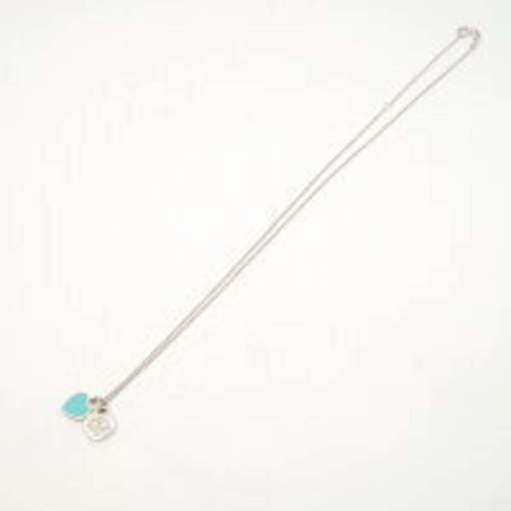Tiffany Return to Tiffany Double Heart Tag Pendant Necklace sterling silver blue